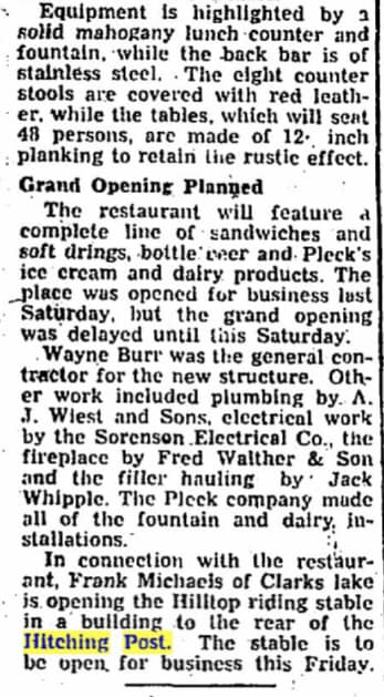 Grand opening of the Hitching Post Door County on June 2, 1949